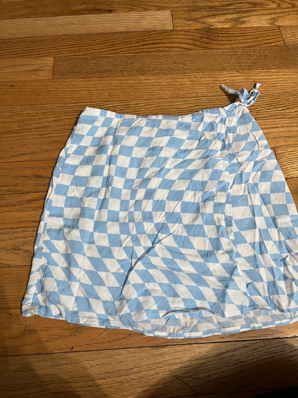 art class Light Blue and White Checkered Skirt